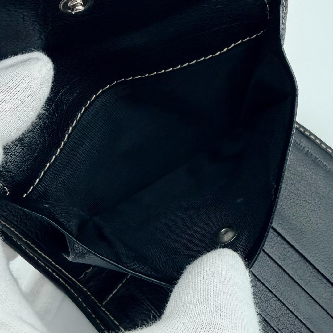 PRADA プラダ サフィアーノ パンチング 三角ロゴ 三つ折り財布 ブラック