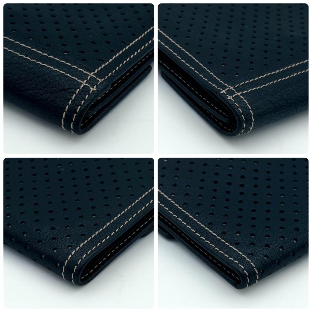 PRADA プラダ サフィアーノ パンチング 三角ロゴ 三つ折り財布 ブラック