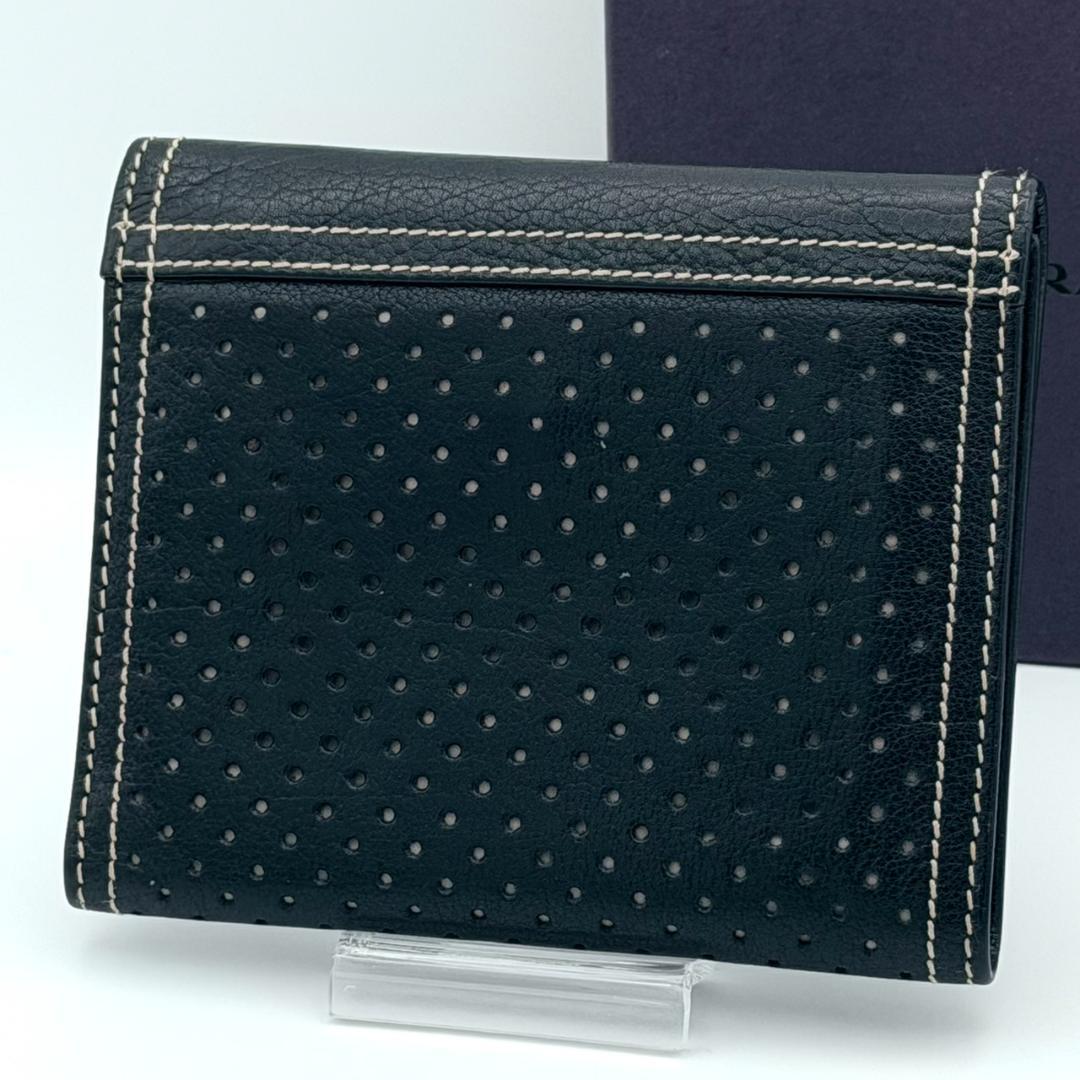 PRADA プラダ サフィアーノ パンチング 三角ロゴ 三つ折り財布 ブラック