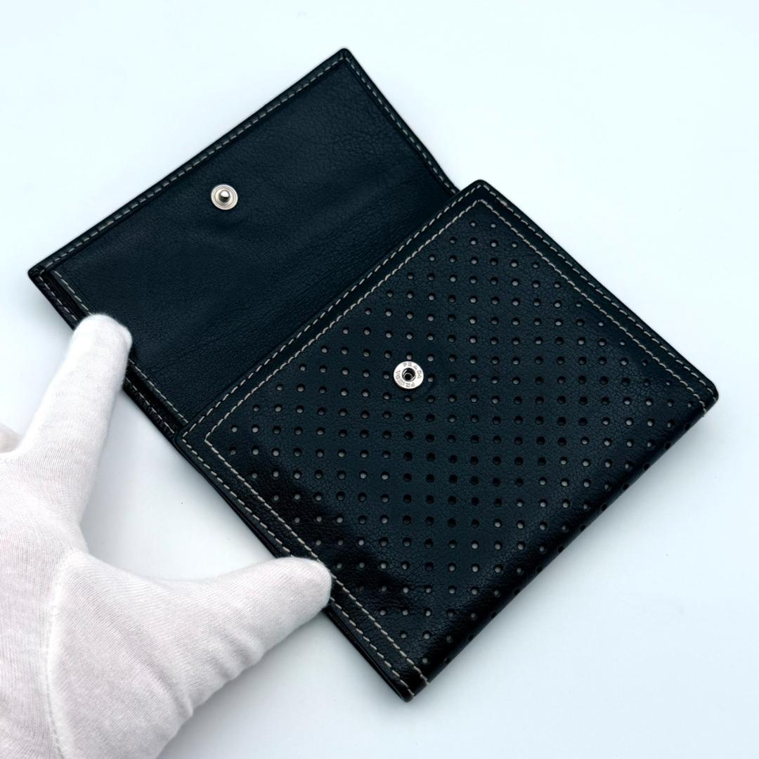 PRADA プラダ サフィアーノ パンチング 三角ロゴ 三つ折り財布 ブラック