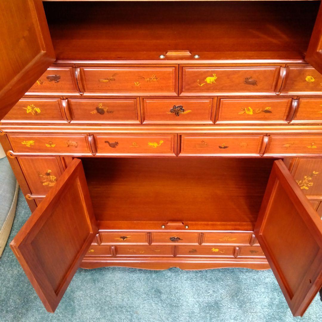 アンティーク　唐木　象嵌模様 花鳥図 李朝家具 李朝箪笥