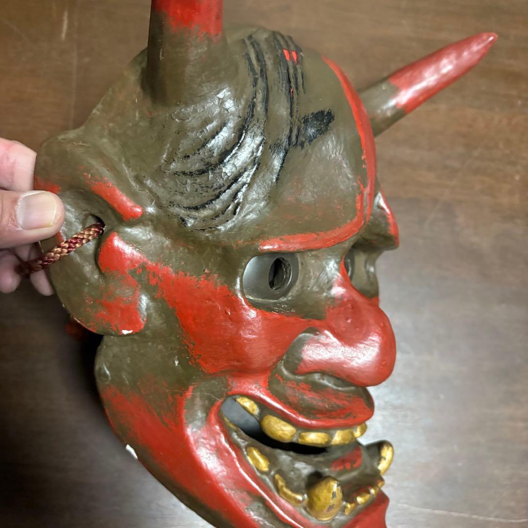 鬼の顔 陶器製お面 般若　能面　伝統　骨董　Japan