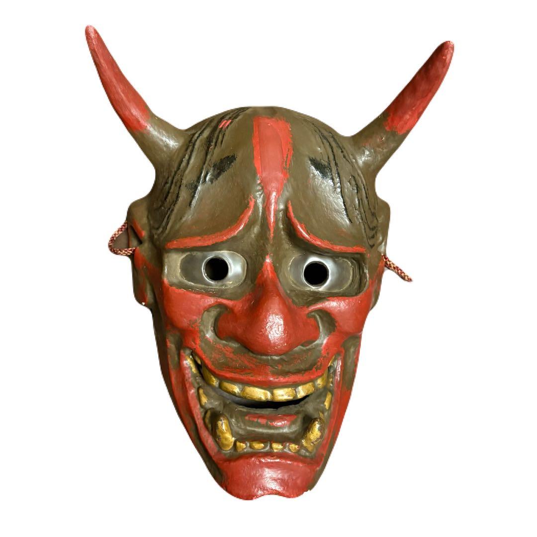 鬼の顔 陶器製お面 般若　能面　伝統　骨董　Japan