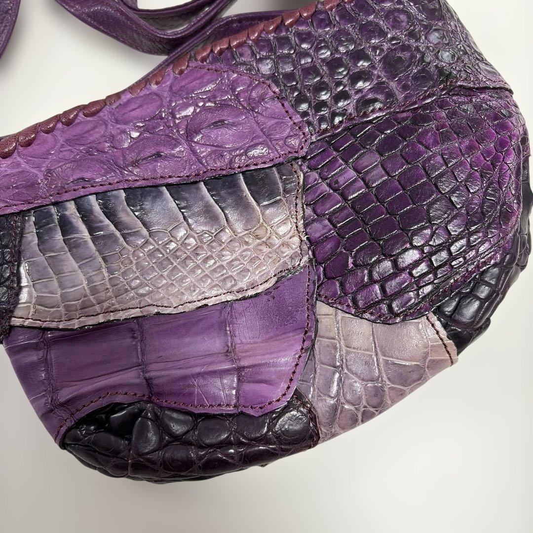 IBIZA　パープル系パッチワーク　ワニ革　ミニショルダー　美品！