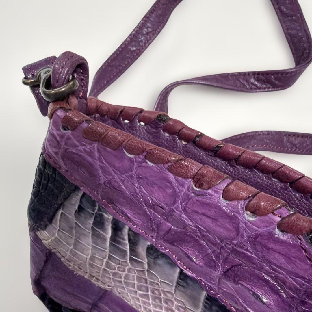 IBIZA　パープル系パッチワーク　ワニ革　ミニショルダー　美品！