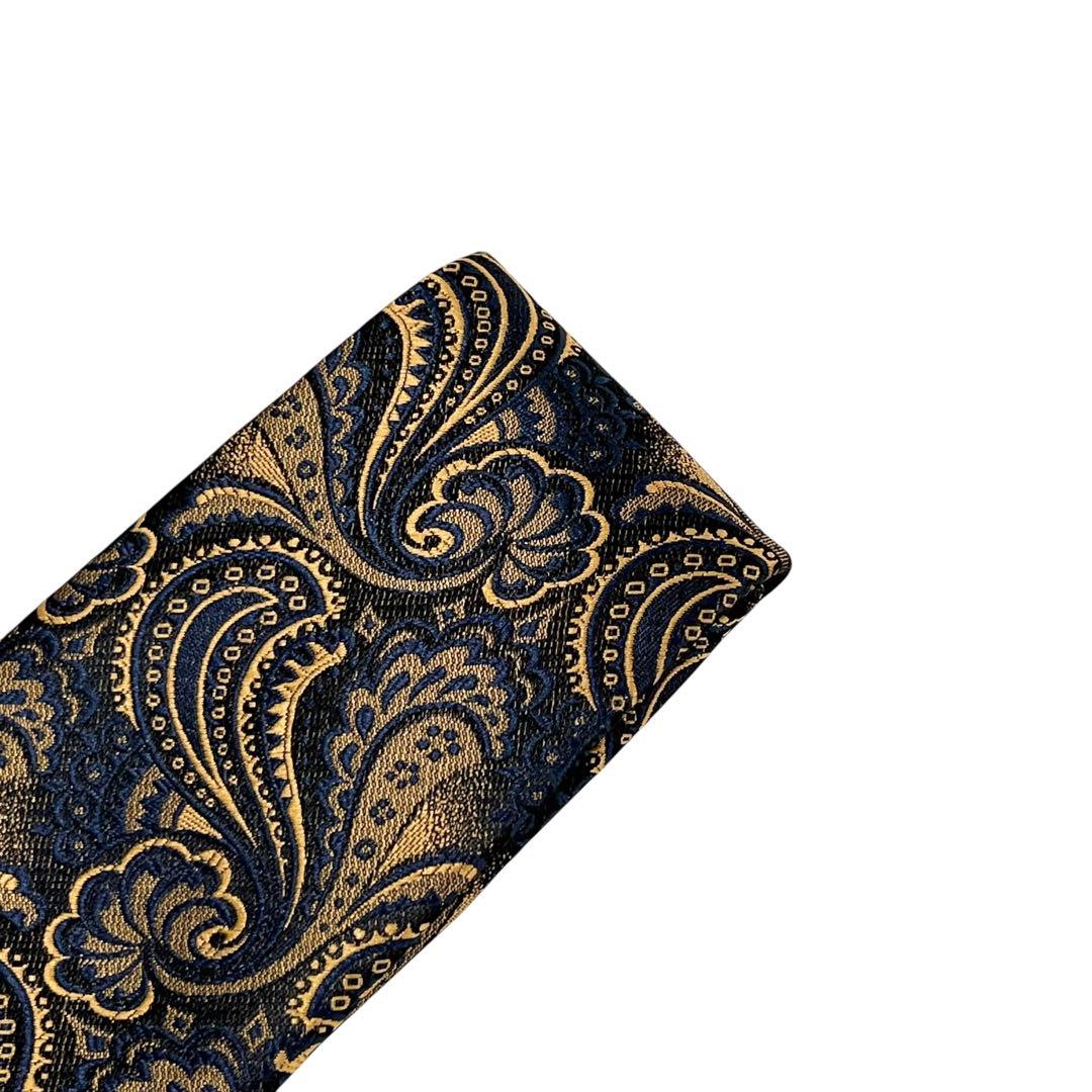 極美品 ポールスミス ネクタイ ネイビー ゴールド ペイズリー 高級 イタリア製