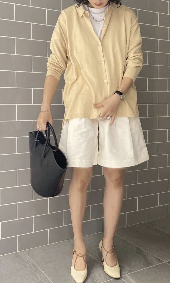 美品★SHINZONE コットンリネン ショートパンツ 36 ホワイト