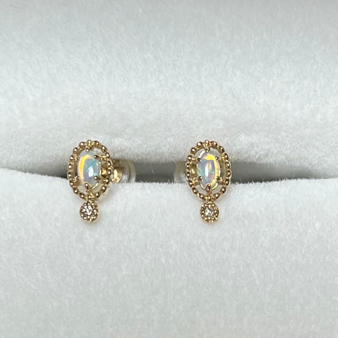 agete k10 オパール ダイヤモンド ピアス