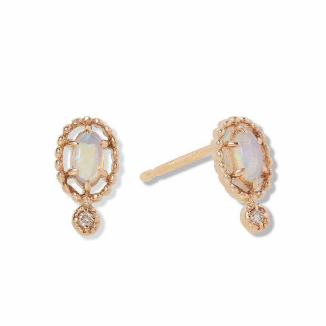 agete k10 オパール ダイヤモンド ピアス