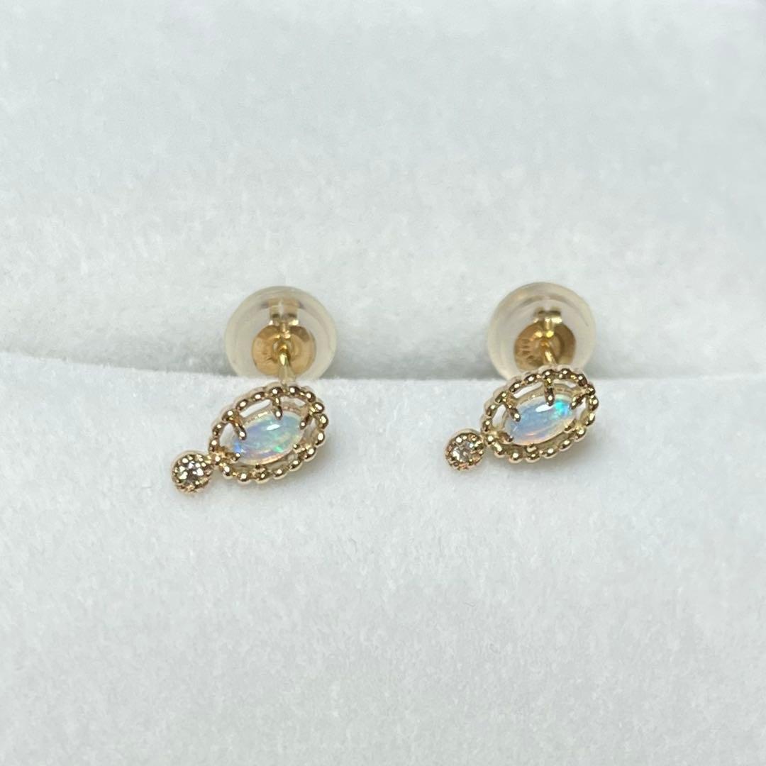agete k10 オパール ダイヤモンド ピアス