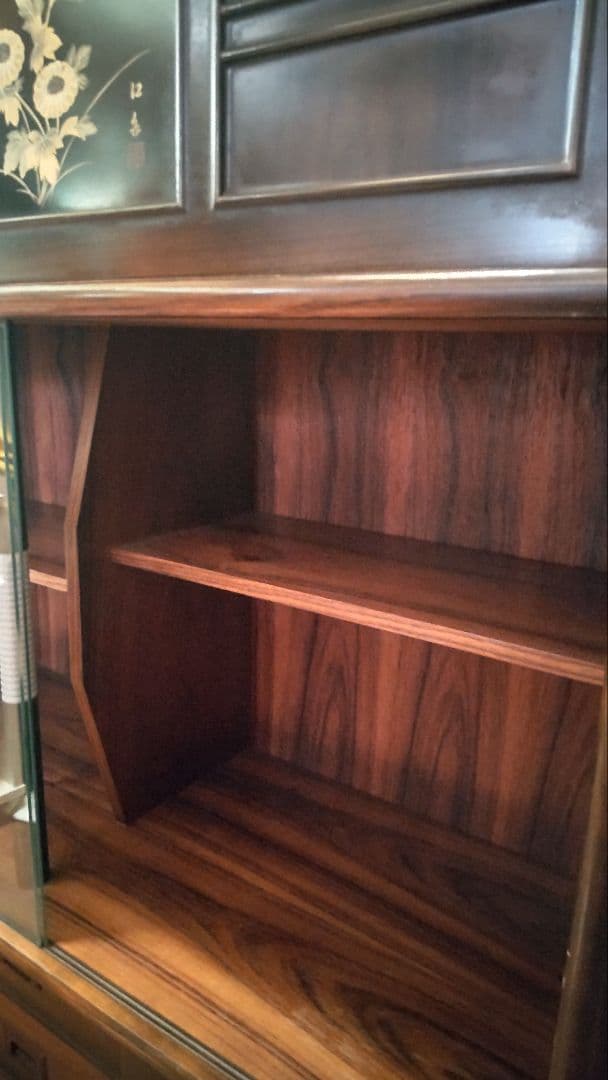 花模様 昭和レトロ木製茶箪笥