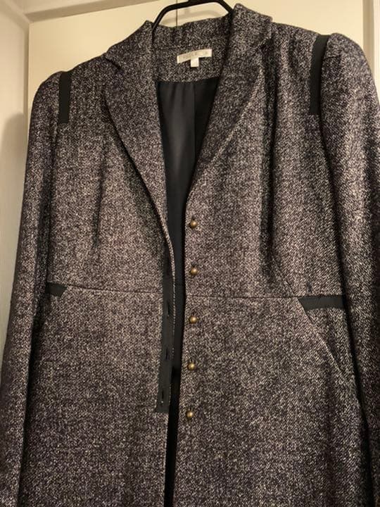 値下げ☆ 美品　ポール カ　PAULE KA　シルクツイード　黒コート コート