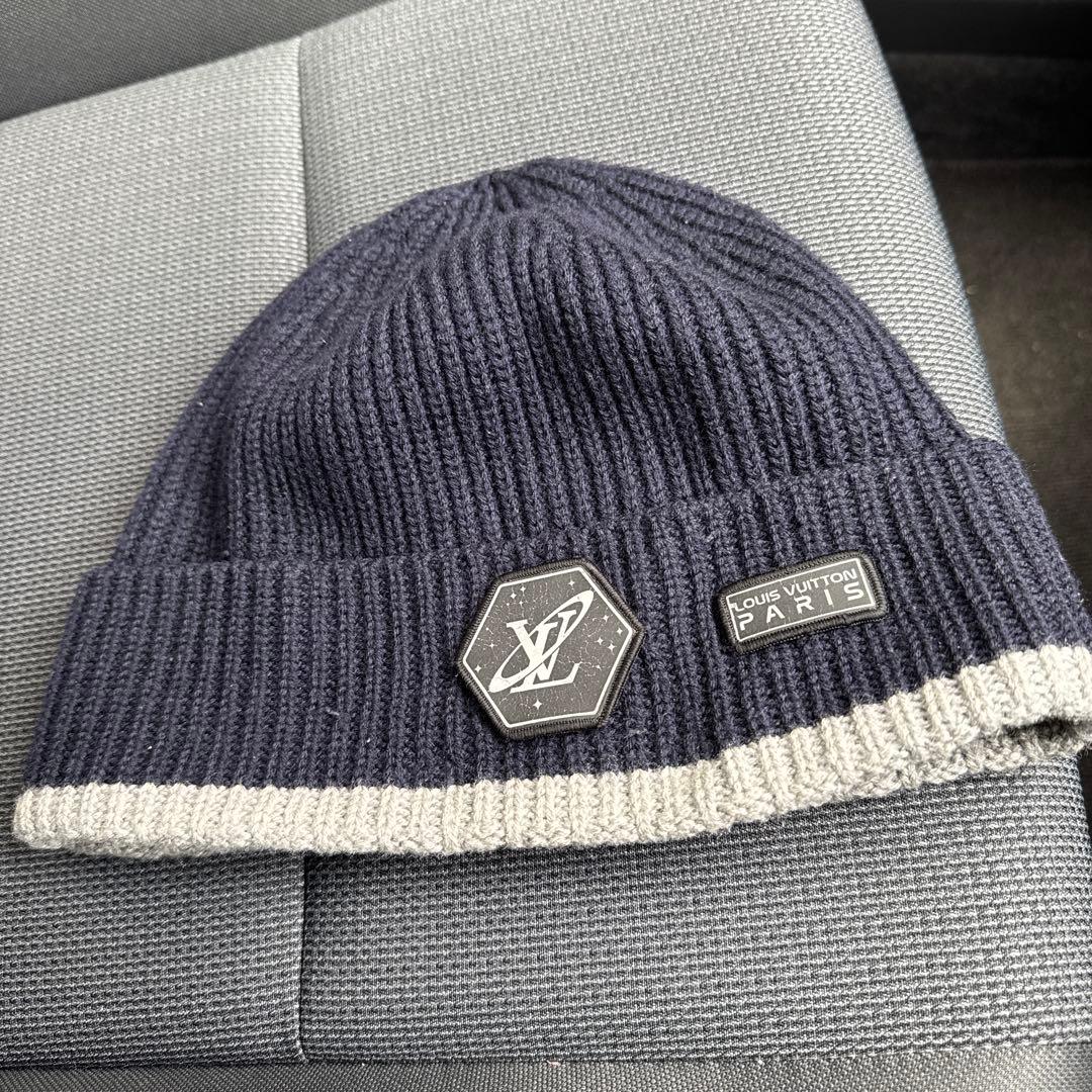 LOUIS VUITTON ニット帽 ネイビー/グレー