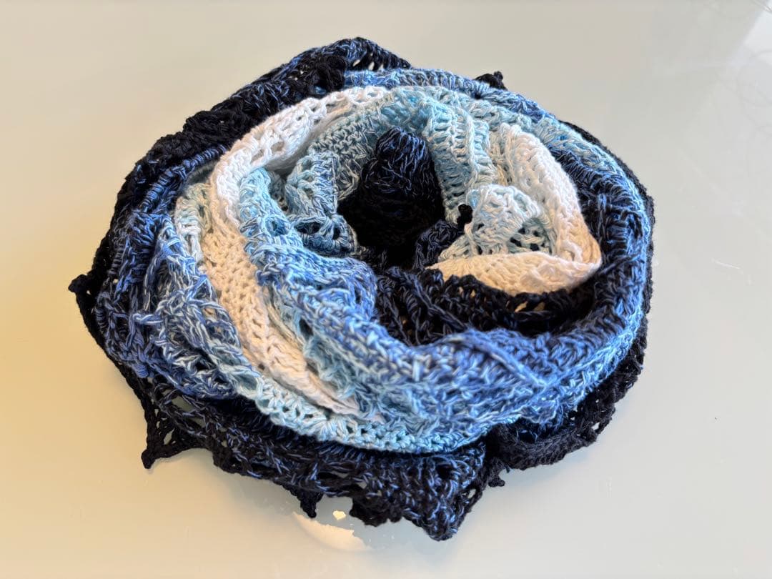 三角ショール　バレエショール　ブルー系　コットン100％　手洗・年中使用可　人気