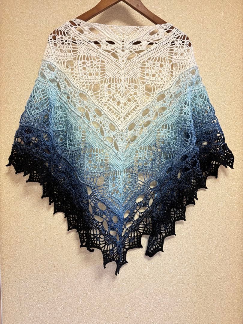 三角ショール　バレエショール　ブルー系　コットン100％　手洗・年中使用可　人気