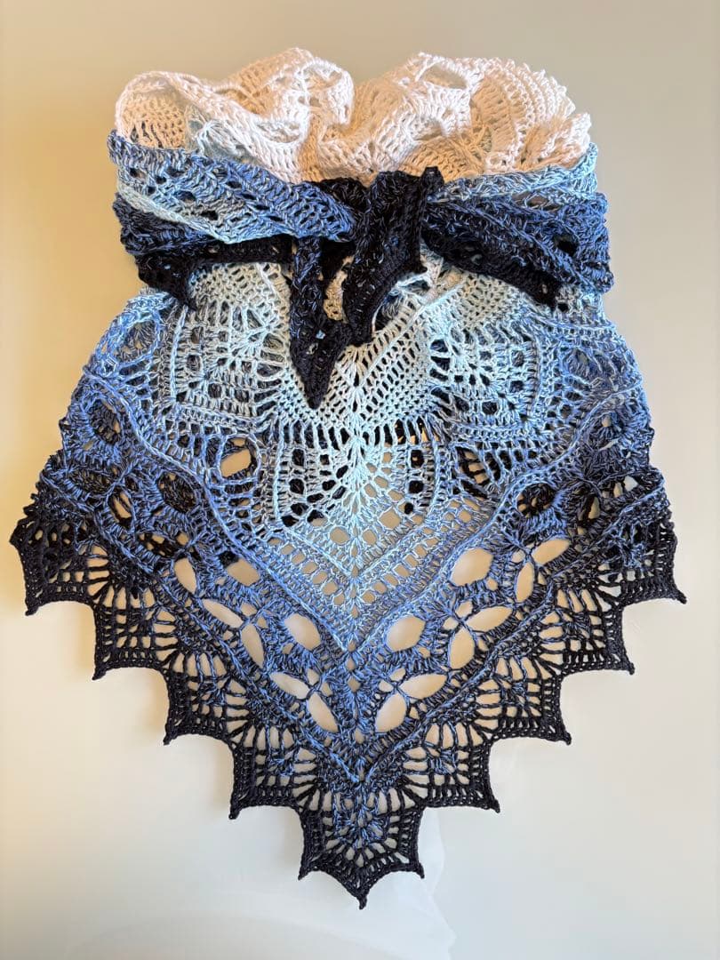 三角ショール　バレエショール　ブルー系　コットン100％　手洗・年中使用可　人気