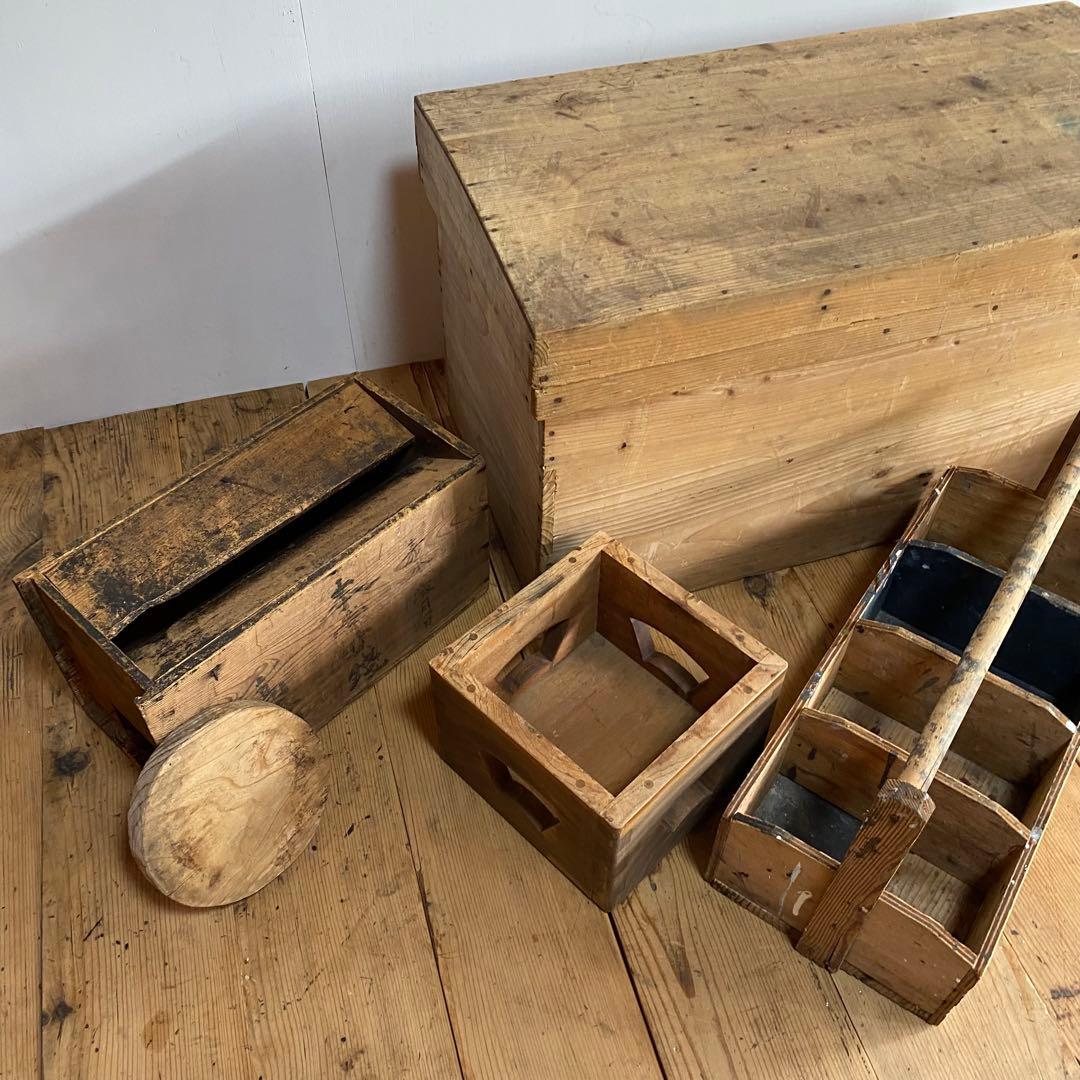 8点セット 木箱 雑貨 小物 古道具 民藝 ボックス y42