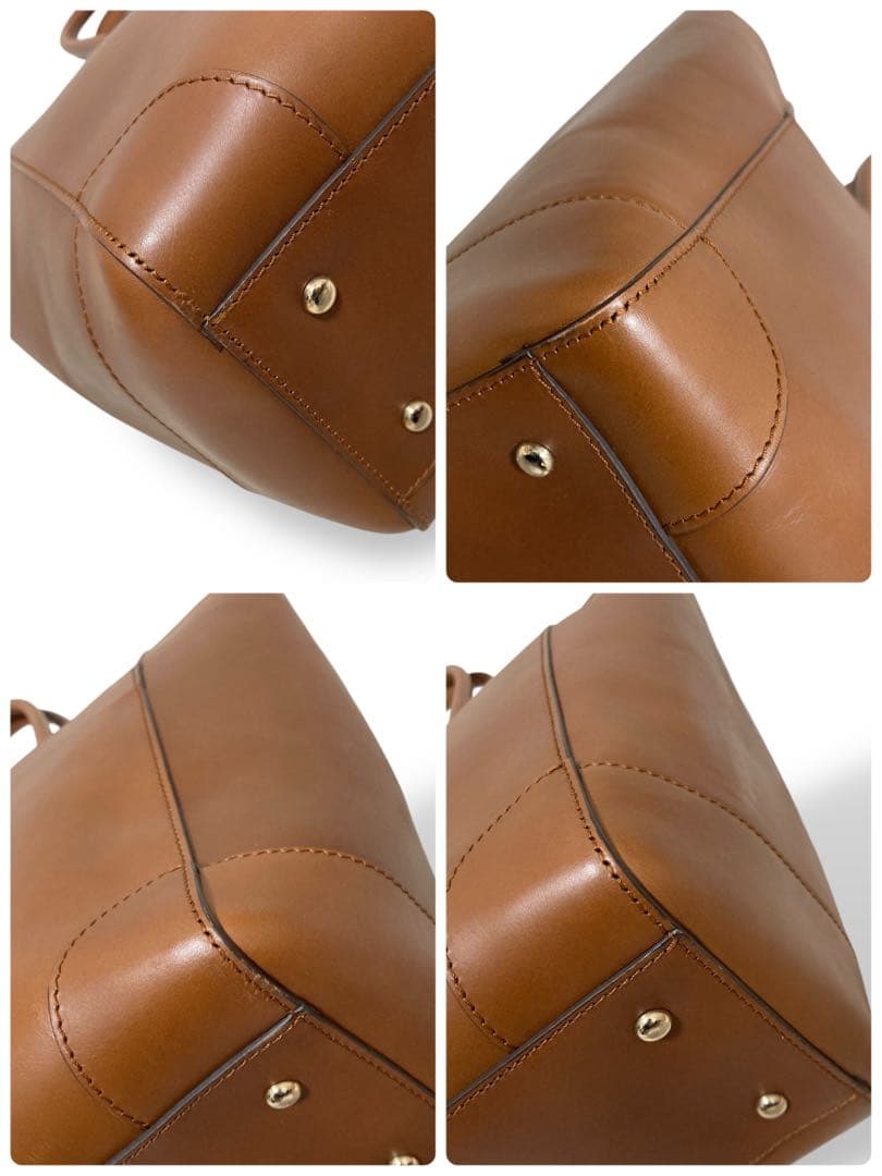 【美品】ボルドリーニセレリア　トートバッグ　オールレザー　キャメル　ロゴ型押し