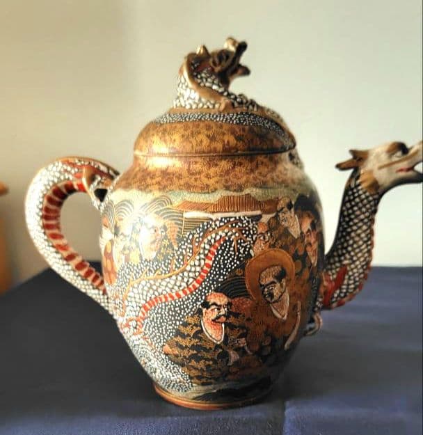 【Yuki_Tanaka様用】 薩摩焼島津家紋大日本長州山　龍文ポット3点セット