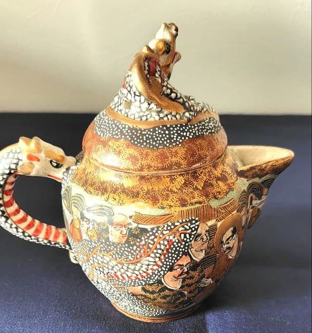 【Yuki_Tanaka様用】 薩摩焼島津家紋大日本長州山　龍文ポット3点セット