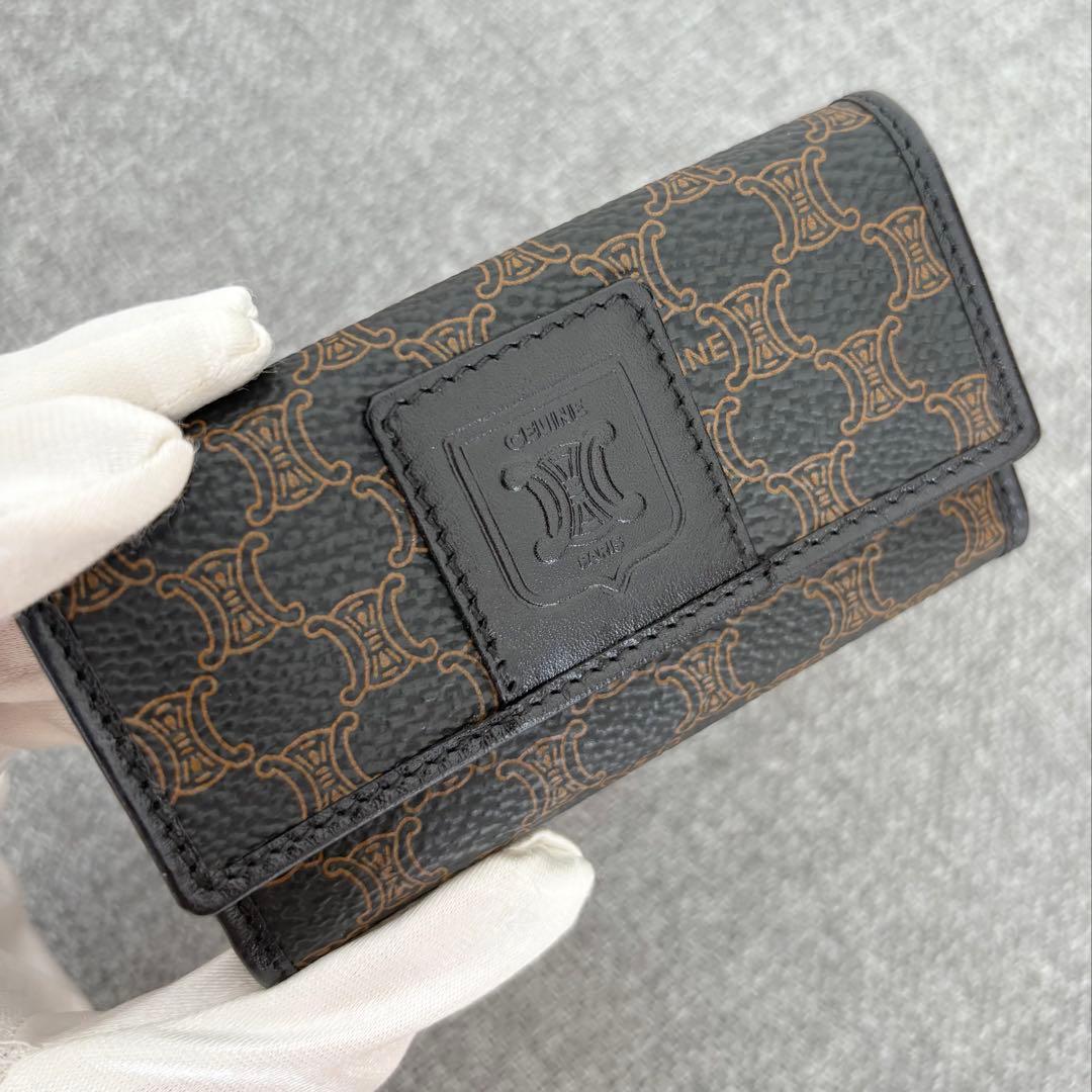 【極美品】【箱付き】セリーヌ マカダム 6連キーケース 黒ブラック レザー131