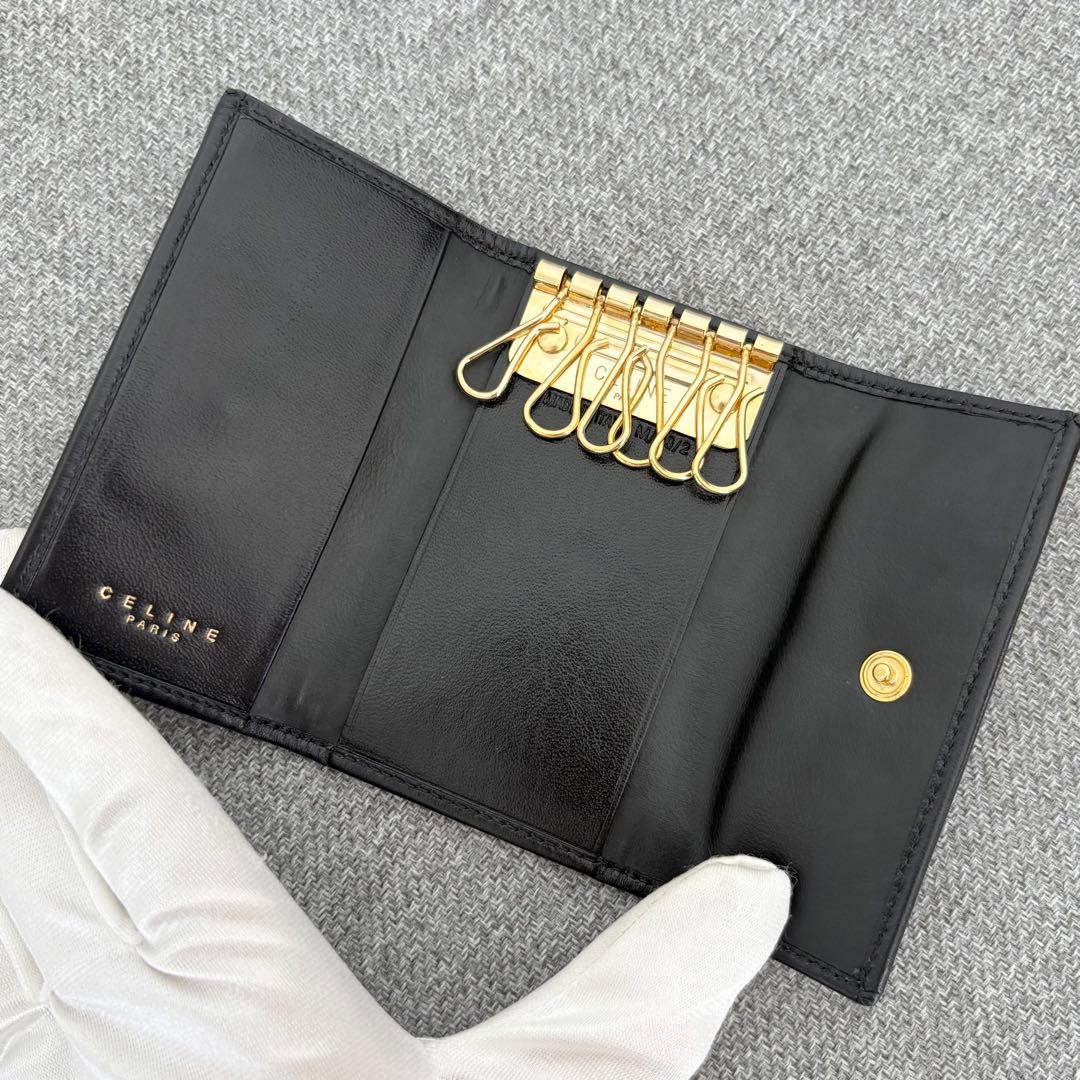 【極美品】【箱付き】セリーヌ マカダム 6連キーケース 黒ブラック レザー131