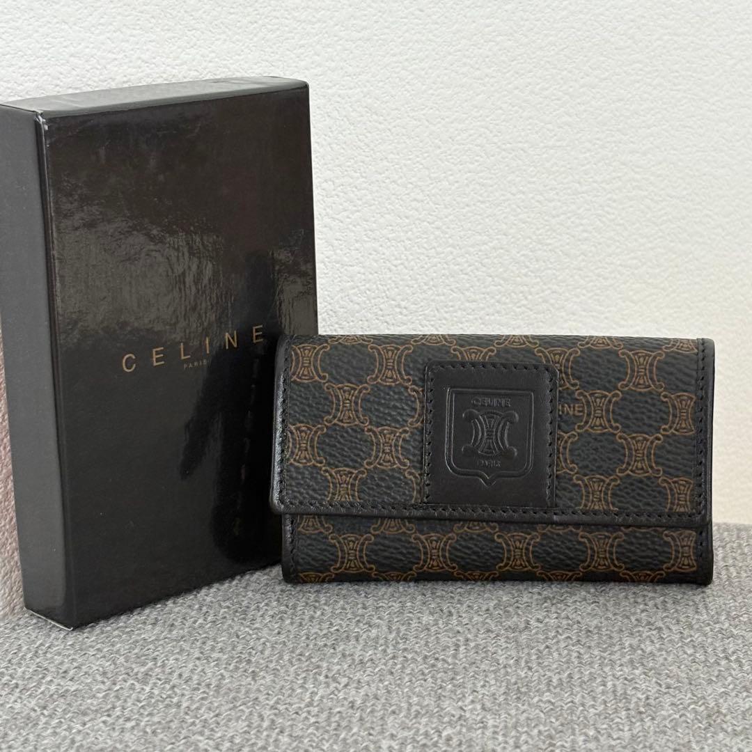 【極美品】【箱付き】セリーヌ マカダム 6連キーケース 黒ブラック レザー131