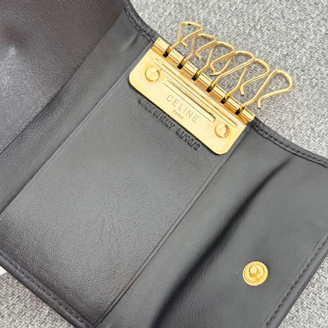 【極美品】【箱付き】セリーヌ マカダム 6連キーケース 黒ブラック レザー131