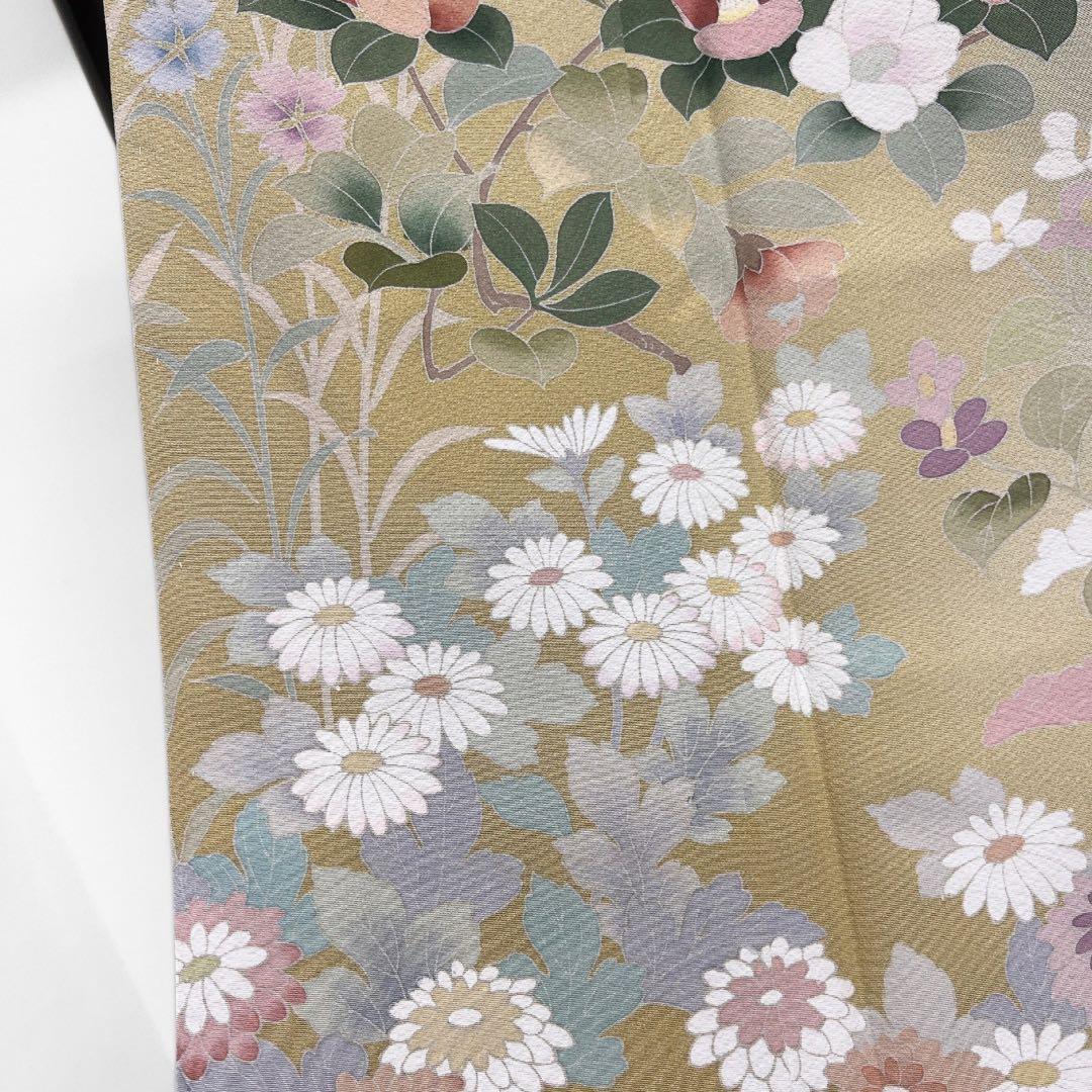 未着用　訪問着　花模様　椿　桜　菊　撫子　グラデーション　着物　064a d