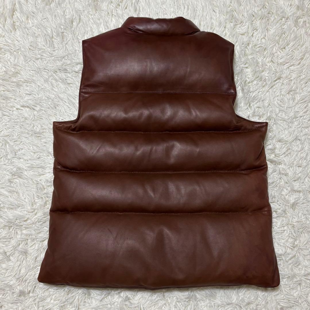 COSTENNA 本革オールレザーダウンベストMメンズ ブラウン ラムレザー