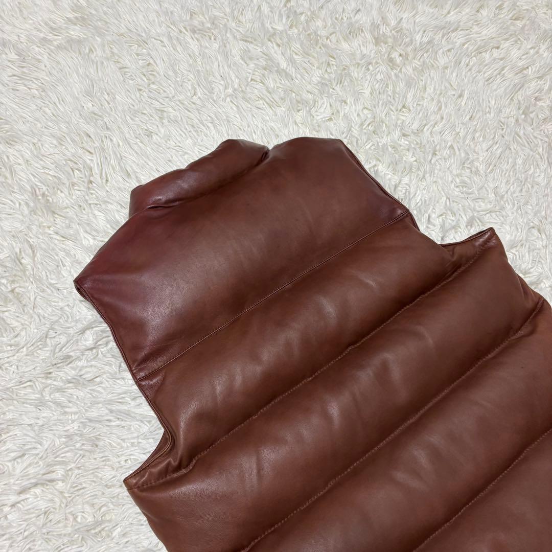 COSTENNA 本革オールレザーダウンベストMメンズ ブラウン ラムレザー