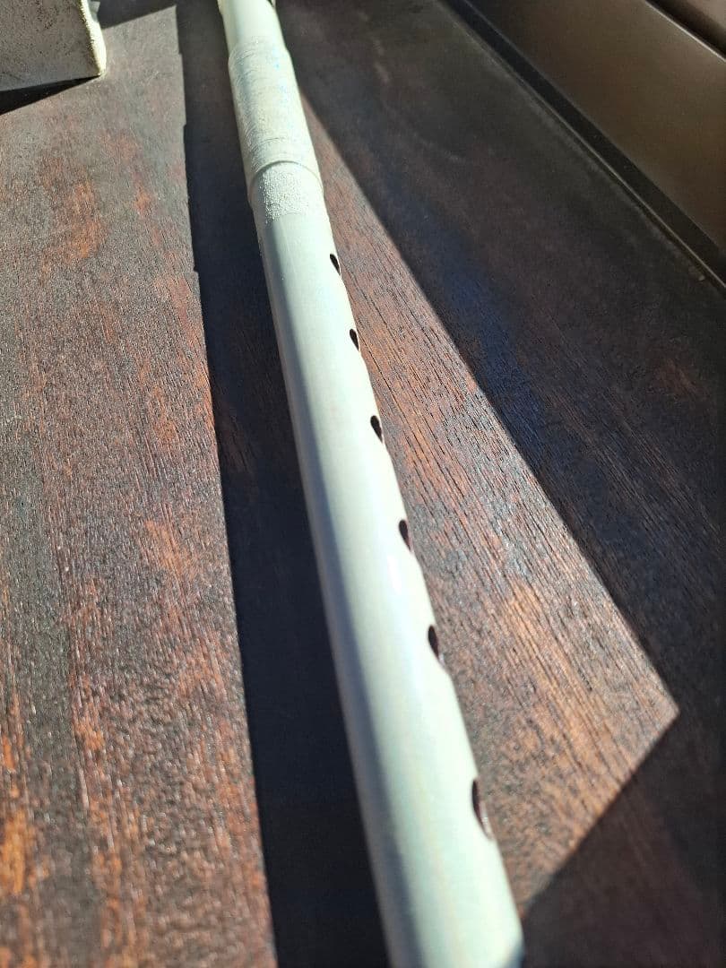 篠笛　古典調　4本調子　7穴　超鐵仕様　天地胴藤巻き　ホワイト＋レインボー