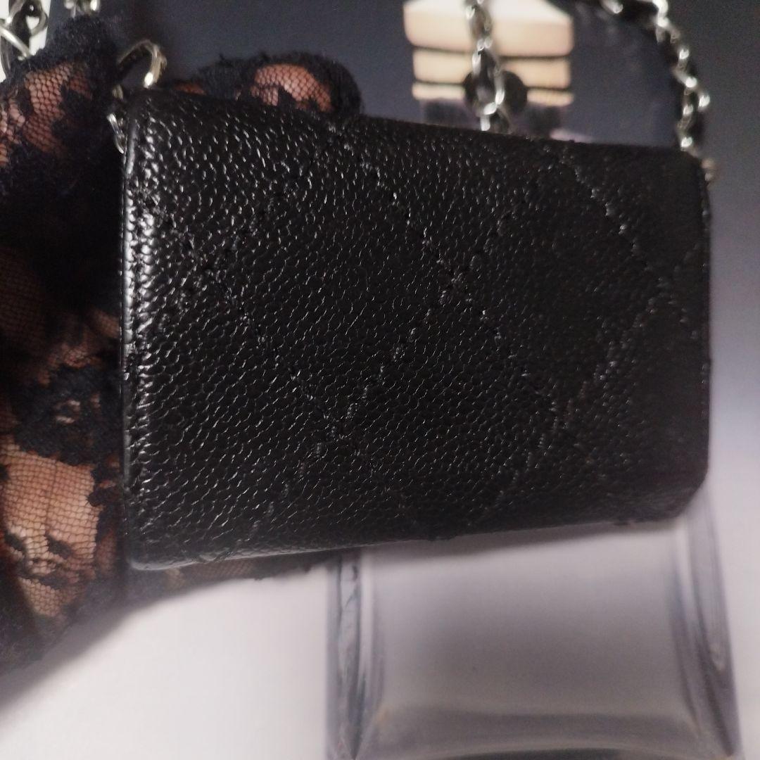 シャネルマトラッセ　キーケース　キャビアスキン　斜めがけ