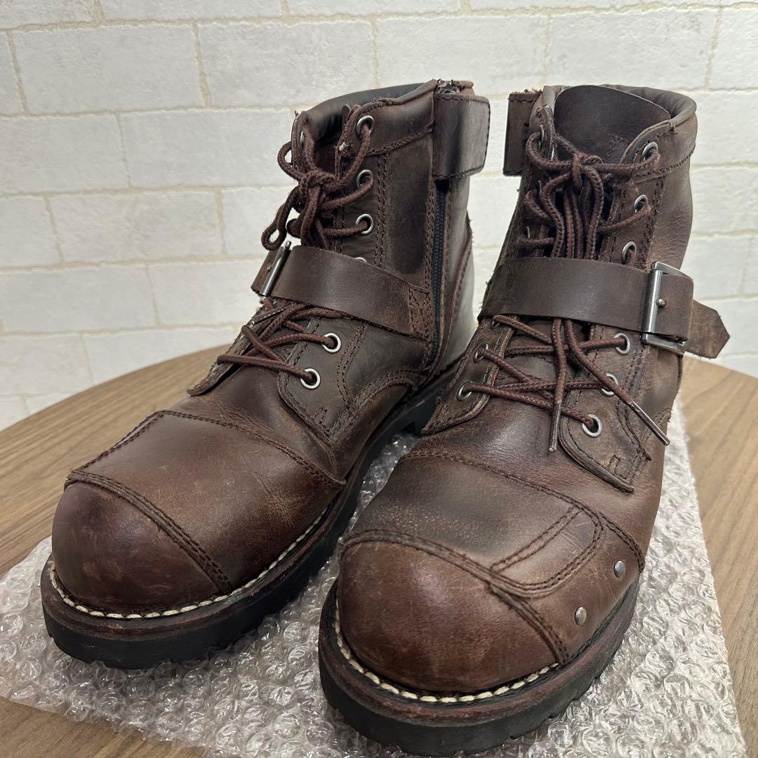 ALPHA 本革 ベルテッドバイカーズ ショート ブーツ ライダーシューズ