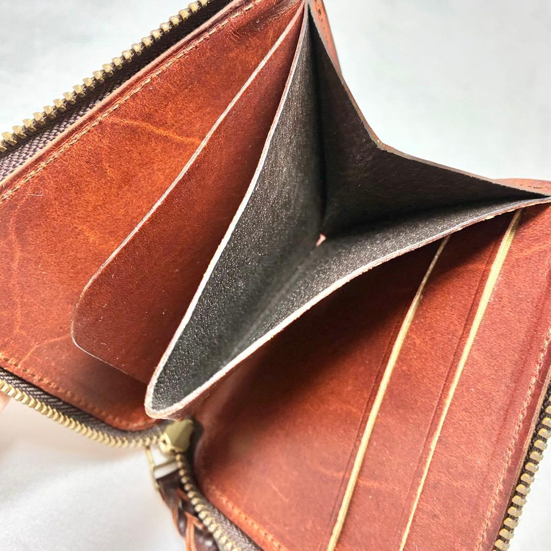 【美品】　ムネカワ　L字ファスナー財布　ホーウィンシェルコードバン　バーガンディ