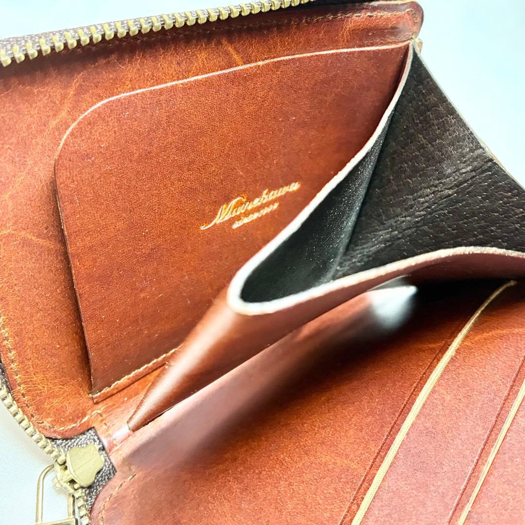 【美品】　ムネカワ　L字ファスナー財布　ホーウィンシェルコードバン　バーガンディ