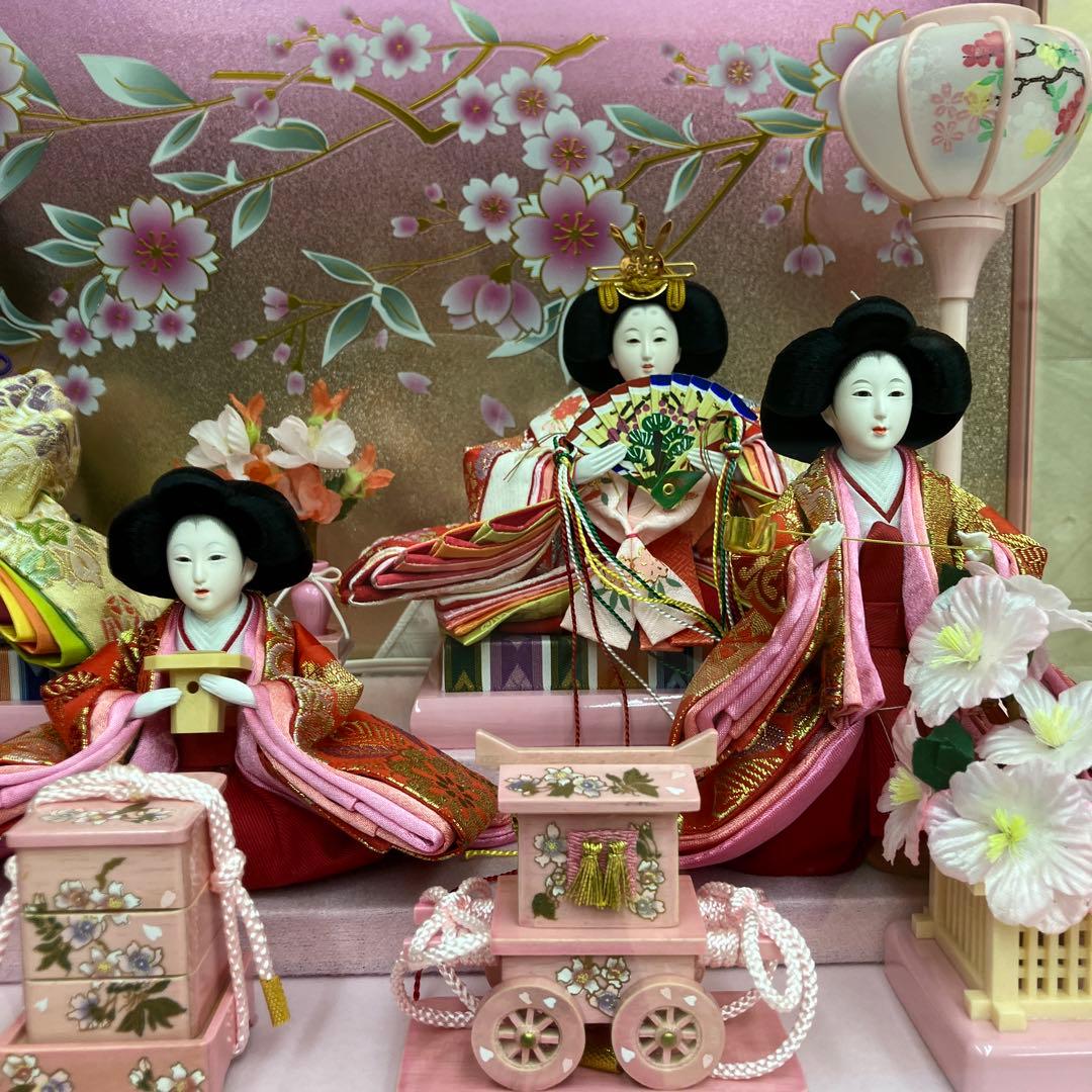 お値下げしました。久月アクリルケース入り雛人形五人飾り