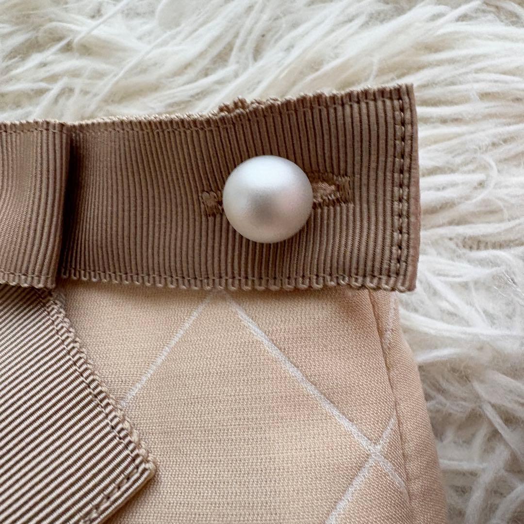 【未使用品】リボン　花柄　キルト風ジャカード　エムズグレイシー　スカート　パール