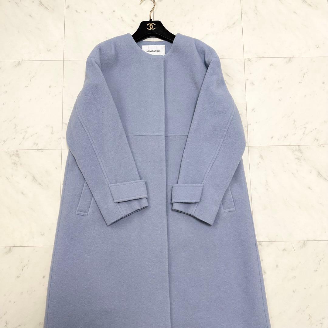 24AW❤️ナチュラルビューティーベーシック　フォルムノーカラーロングコート