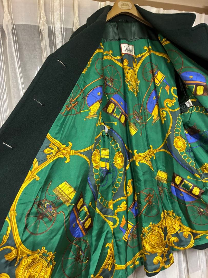 【今週末限定価格！】HERNO 　ウールコート　グリーン　ロング　美品 Aライン