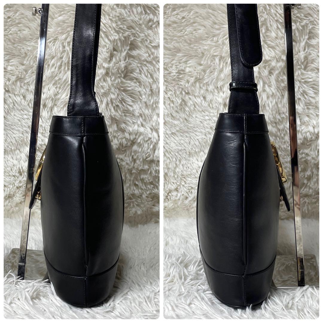 【良品】GUCCI グッチ　ワンショルダー　レザー　インターロッキング　ブラック
