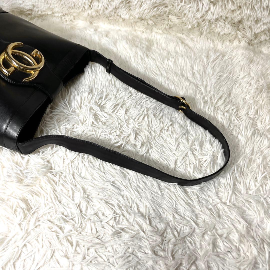 【良品】GUCCI グッチ　ワンショルダー　レザー　インターロッキング　ブラック