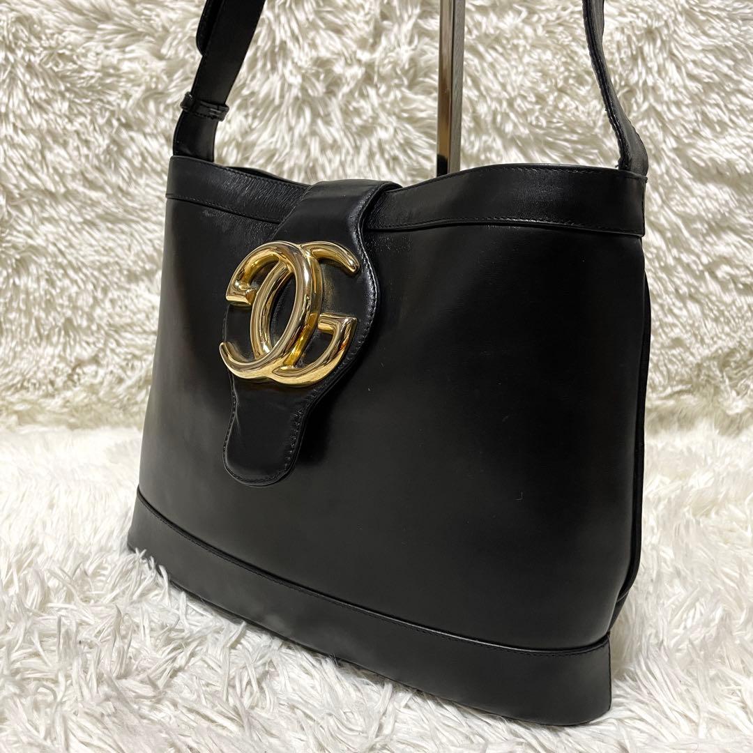 【良品】GUCCI グッチ　ワンショルダー　レザー　インターロッキング　ブラック