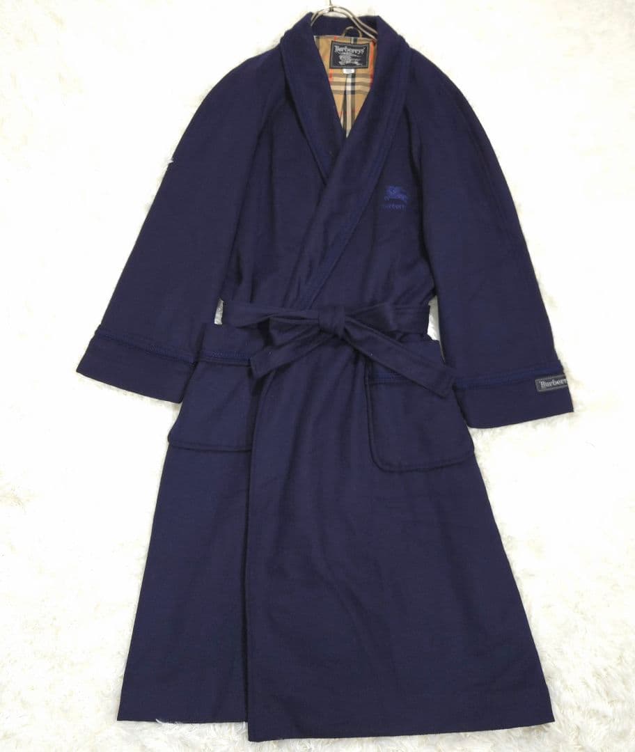 美品 BURBERRY XL カシミヤ混 ガウン コート ロング ノバチェック