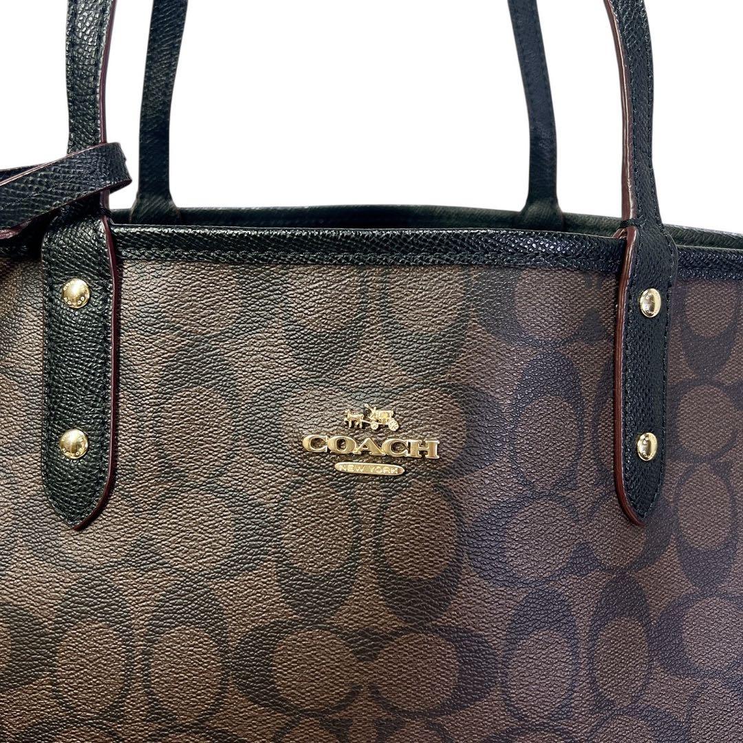 美品 COACH コーチ ブラウン トートバッグ ポーチ付き シグネチャー