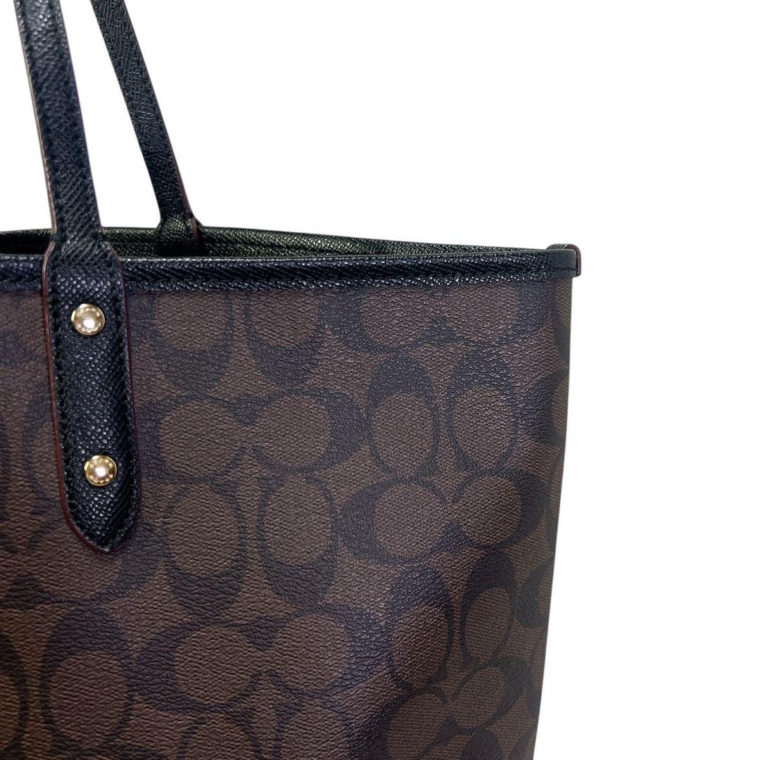 美品 COACH コーチ ブラウン トートバッグ ポーチ付き シグネチャー