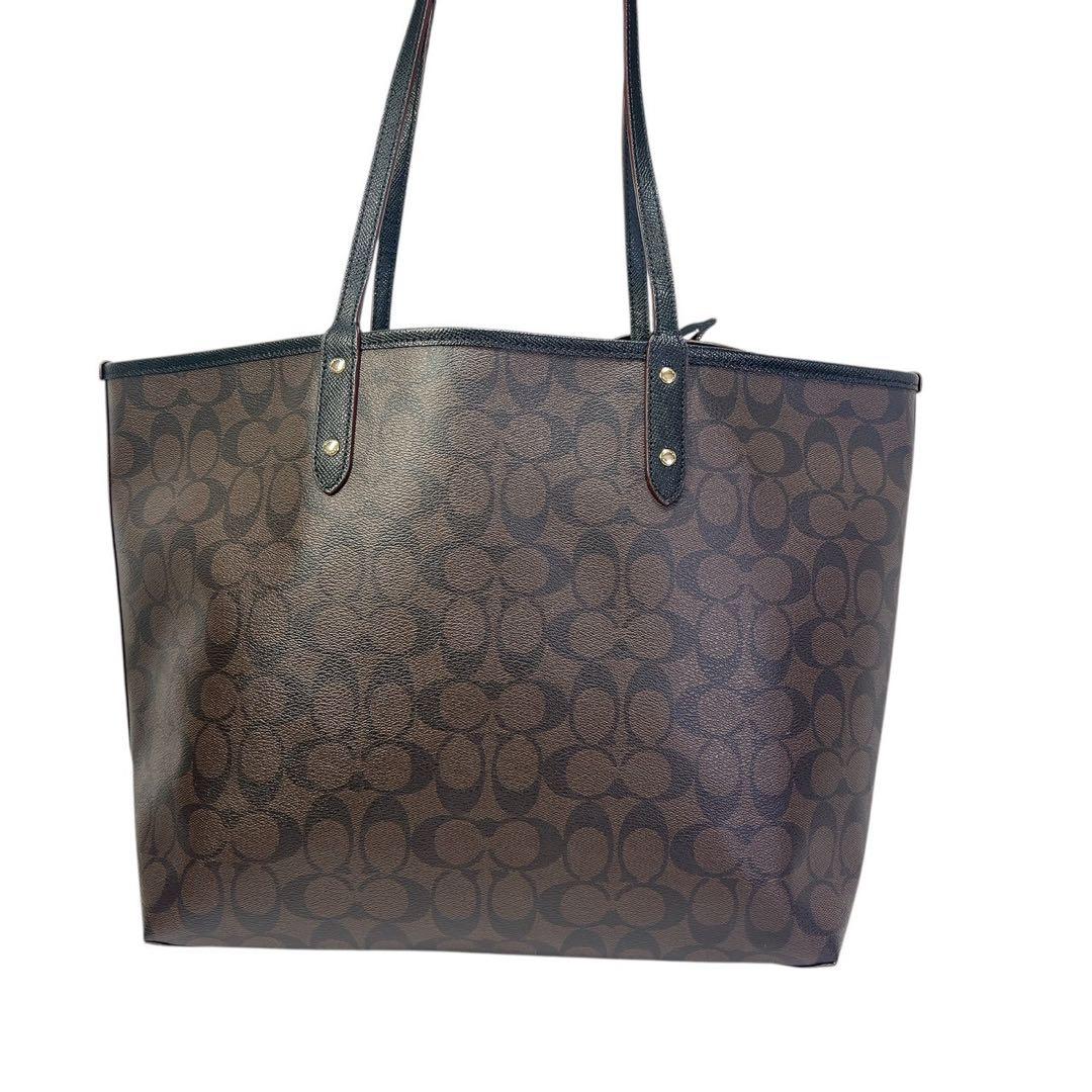 美品 COACH コーチ ブラウン トートバッグ ポーチ付き シグネチャー