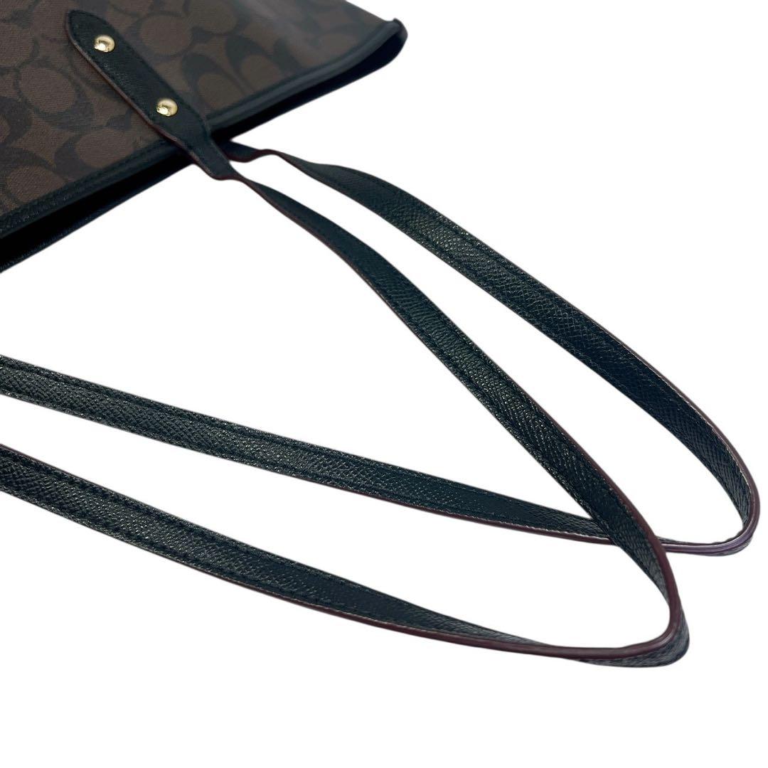 美品 COACH コーチ ブラウン トートバッグ ポーチ付き シグネチャー