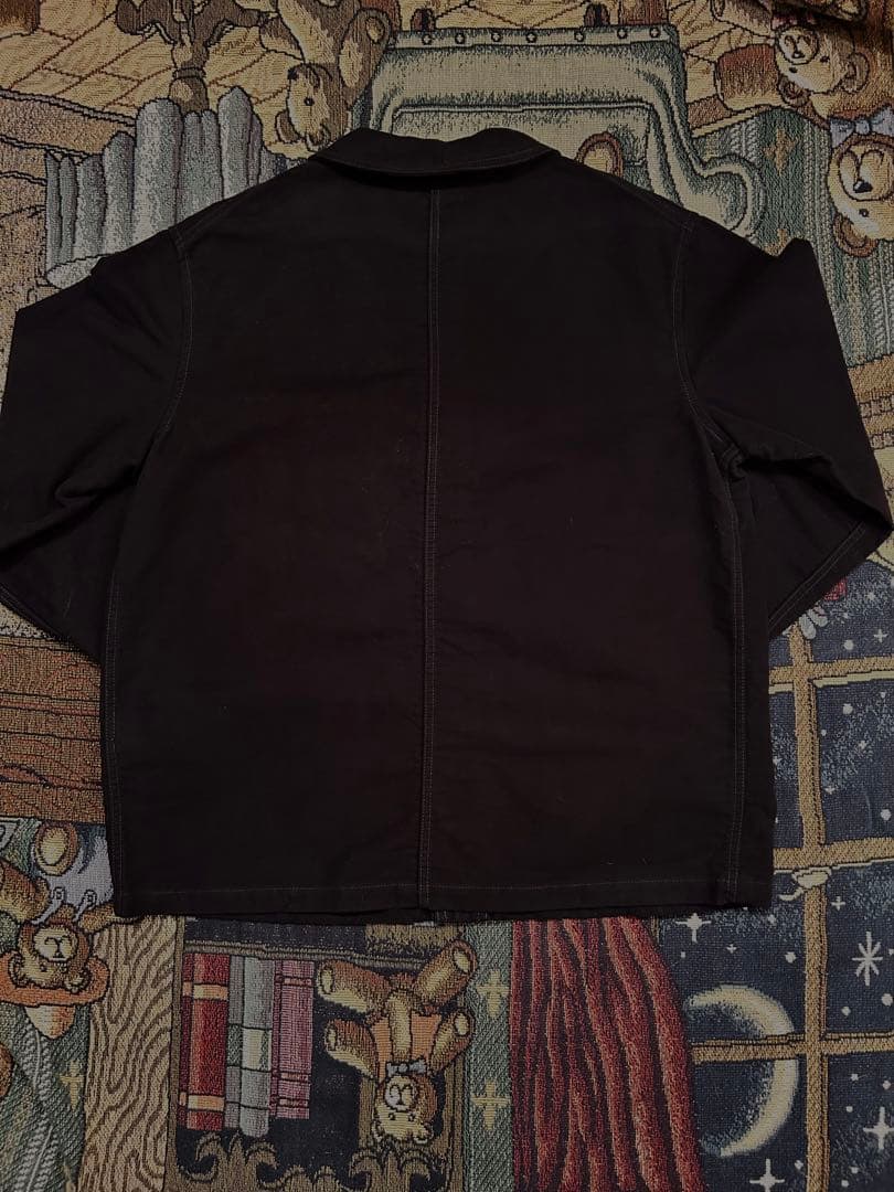 角*り様 ブラックモールスキンジャケット　ユーロヴィンテージ　フレンチワーク　V