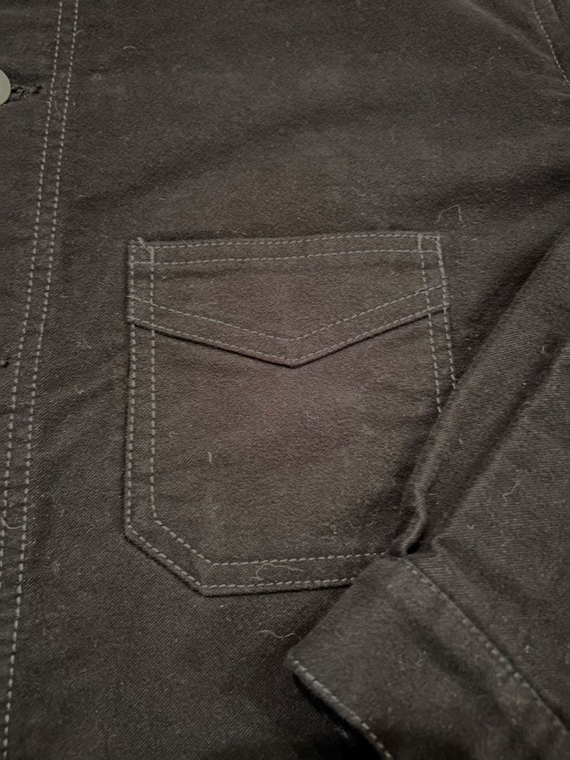 角*り様 ブラックモールスキンジャケット　ユーロヴィンテージ　フレンチワーク　V